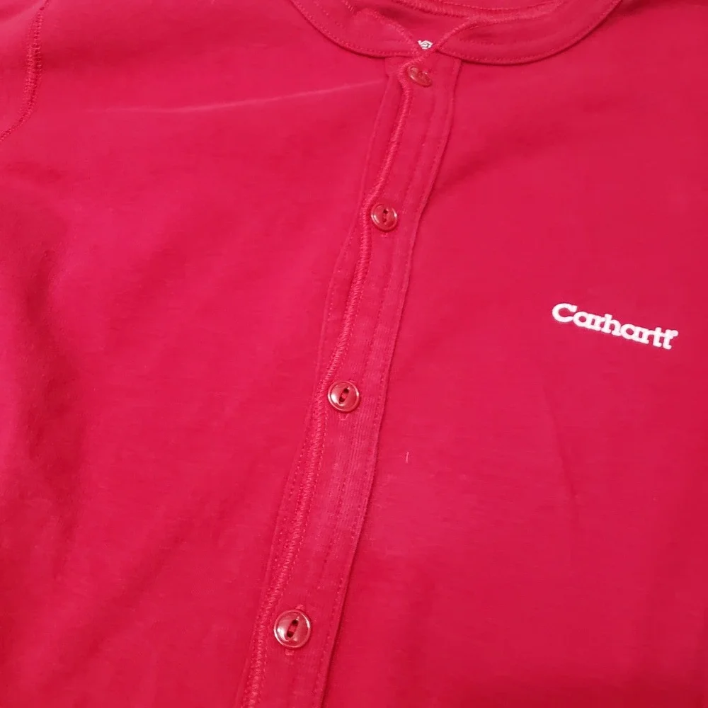 Carhartt Pajamas Union Suit Mens Medium Red Thermal Button Long Johns